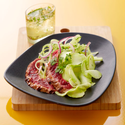 Rubans de boeuf grillés miel et gingembre