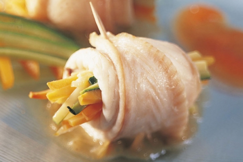 Roulade de soles aux petits légumes